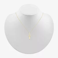 Womens 10K Gold Cross 18 Inch Pendant Necklace