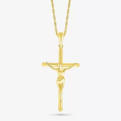 Womens 10K Gold Cross 18 Inch Pendant Necklace