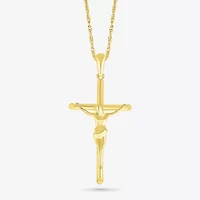 Womens 10K Gold Cross 18 Inch Pendant Necklace
