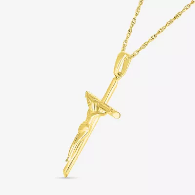 Womens 10K Gold Cross 18 Inch Pendant Necklace