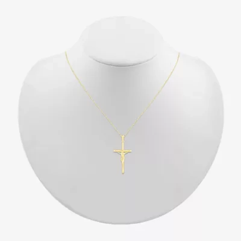Womens 10K Gold Cross 18 Inch Pendant Necklace