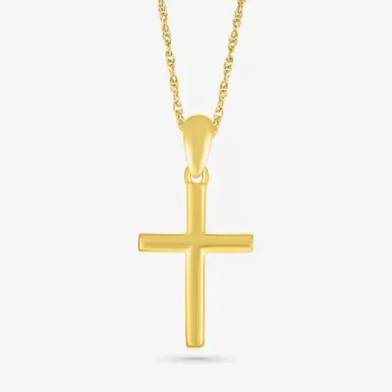 Womens 10K Gold Cross 18 Inch Pendant Necklace