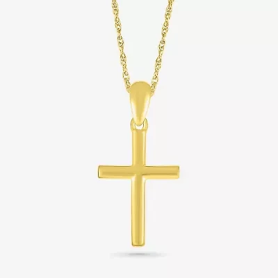 Womens 10K Gold Cross 18 Inch Pendant Necklace