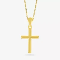Womens 10K Gold Cross 18 Inch Pendant Necklace