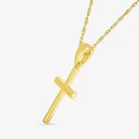 Womens 10K Gold Cross 18 Inch Pendant Necklace