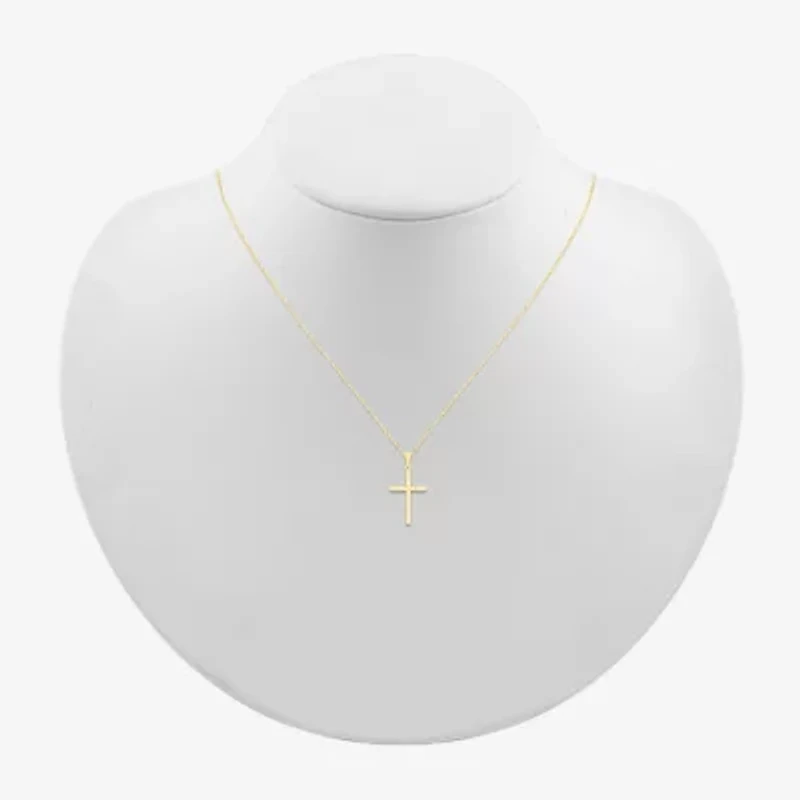 Womens 10K Gold Cross 18 Inch Pendant Necklace
