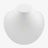 Womens 10K Gold Cross 18 Inch Pendant Necklace