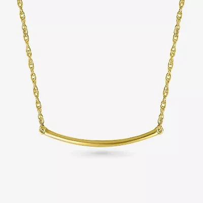 Womens 10K Gold Curved 18 Inch Pendant Necklace