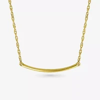 Womens 10K Gold Curved 18 Inch Pendant Necklace