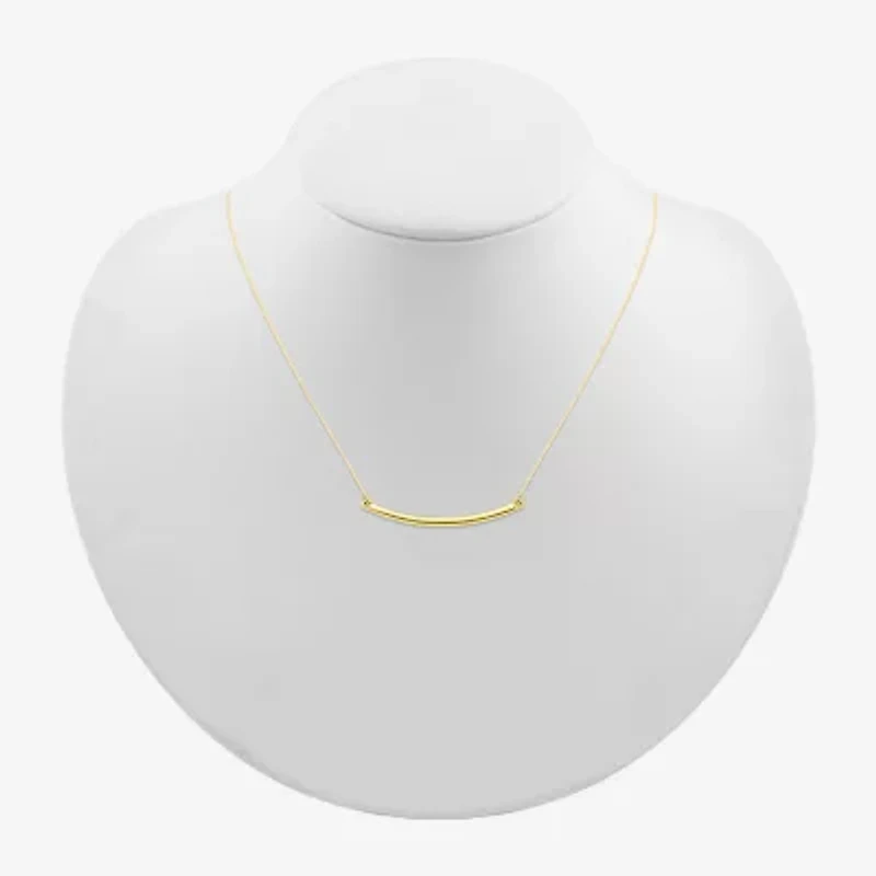 Womens 10K Gold Curved 18 Inch Pendant Necklace