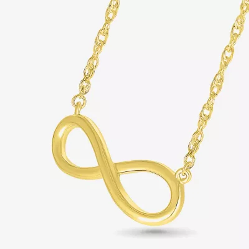 Womens 10K Gold Infinity 18 Inch Pendant Necklace