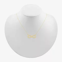 Womens 10K Gold Infinity 18 Inch Pendant Necklace