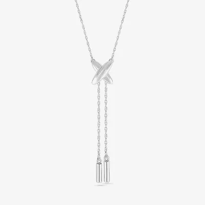 Lariat Style Womens 10K White Gold Y Necklace
