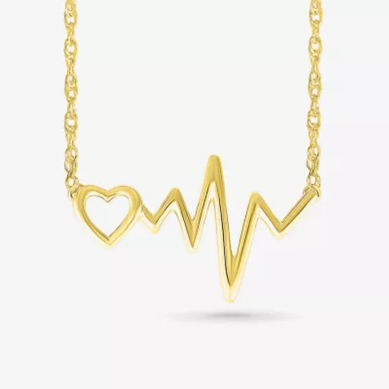Womens 10K Gold Heart 18 Inch Pendant Necklace