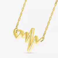 Womens 10K Gold Heart 18 Inch Pendant Necklace