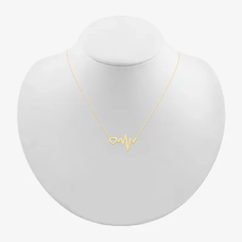 Womens 10K Gold Heart 18 Inch Pendant Necklace