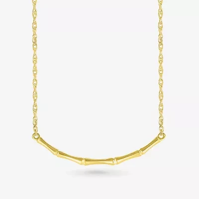 Womens 10K Gold Curved 18 Inch Pendant Necklace
