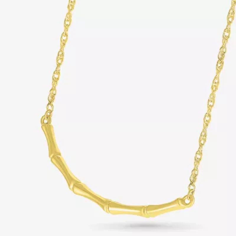 Womens 10K Gold Curved 18 Inch Pendant Necklace
