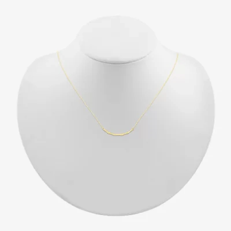 Womens 10K Gold Curved 18 Inch Pendant Necklace