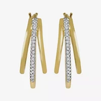 1/10 CT. T.W. Sterling Silver or 14K Gold Over Diamond Multi Hoop Earrings
