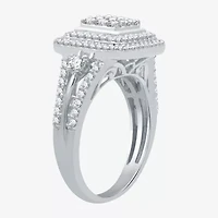 (H-I / I1) Womens 1 CT. T.W. Lab Grown Diamond Sterling Silver Halo Cocktail Ring