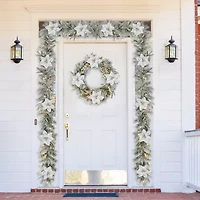 Glitzhome 2ft Pre-Lit Flocked Wreath