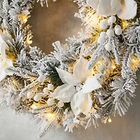 Glitzhome 2ft Pre-Lit Flocked Wreath