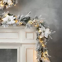Glitzhome 9ft Pre-Lit Flocked Pine Christmas Indoor Garland