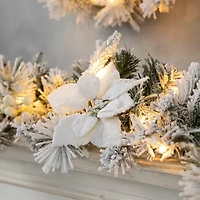 Glitzhome 9ft Pre-Lit Flocked Pine Christmas Indoor Garland