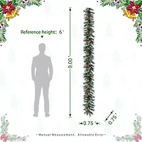 Glitzhome 9ft Pre-Lit Red Berries Christmas Indoor Garland