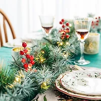 Glitzhome 9ft Pre-Lit Red Berries Christmas Indoor Garland