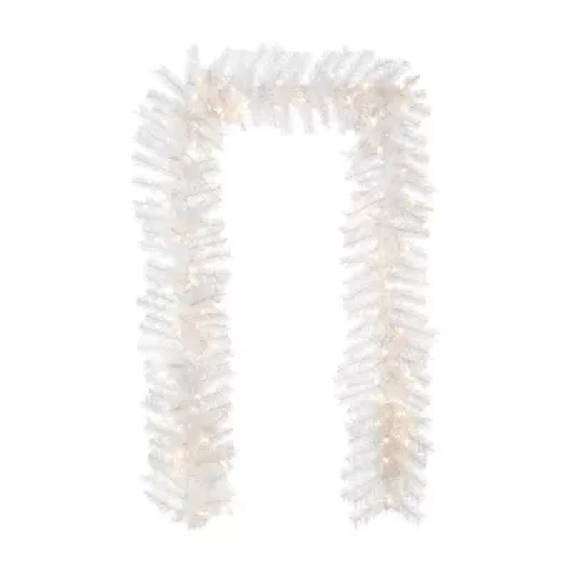 Glitzhome 9ft Pre-Lit White Pine Christmas Indoor Garland