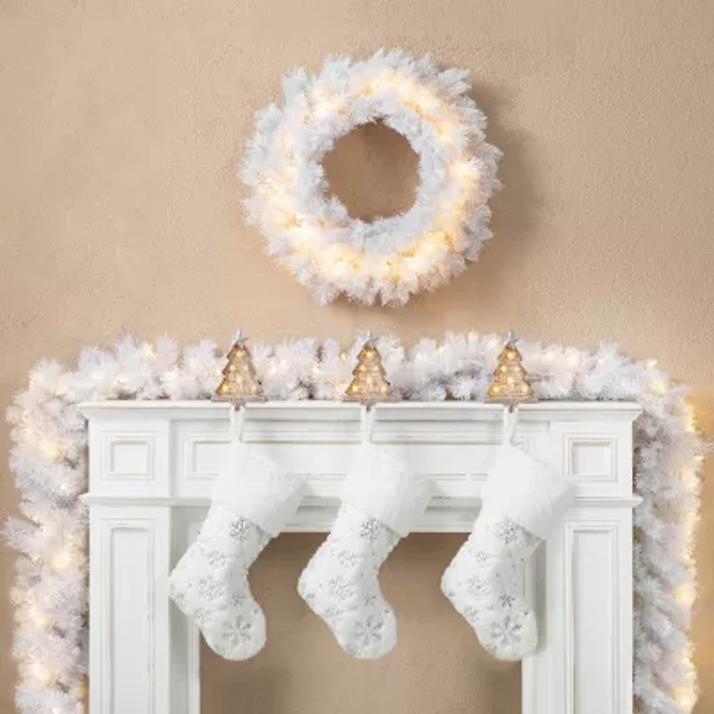 Glitzhome 9ft Pre-Lit White Pine Christmas Indoor Garland