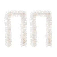 Glitzhome 2pc 9ft Pre-Lit White Pine Indoor Christmas Garland
