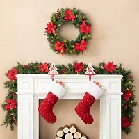 Glitzhome 2pc 9ft Pre-Lit Red Berries Indoor Christmas Garland