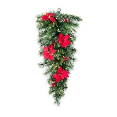 Glitzhome 3ft Pre-Lit Berries Teardrop Swag
