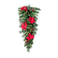 Glitzhome 3ft Pre-Lit Berries Teardrop Swag