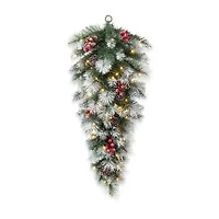 Glitzhome 3ft Pre-Lit Berries Teardrop Swag