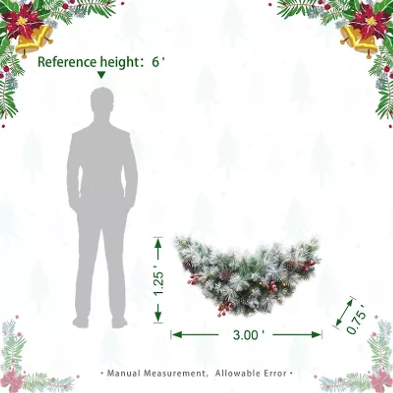 Glitzhome 3ft Pre-Lit Berries Swag