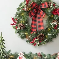Glitzhome 2ft Snow Berry Twig Ball Wreath