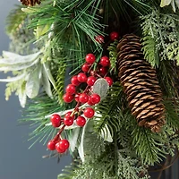 Glitzhome 2.2ft Berry Pinecone And Bell Teardrop Swag