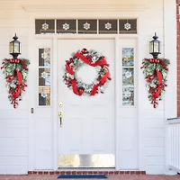 Glitzhome 2ft Flocked Berry Ornament Teardrop Swag