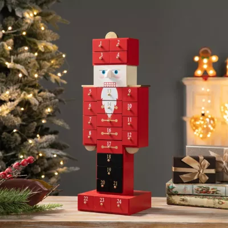 Glitzhome Wooden Nutcracker Countdown Christmas Advent Calendar