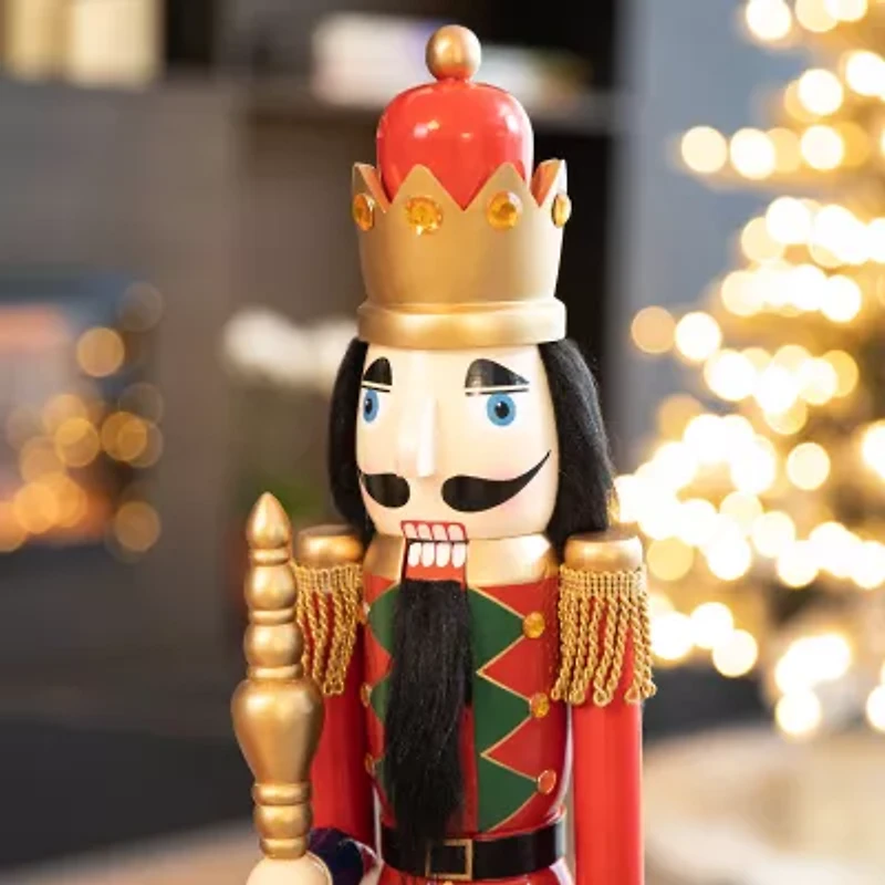 Glitzhome 2ft King Wooden Christmas Nutcracker