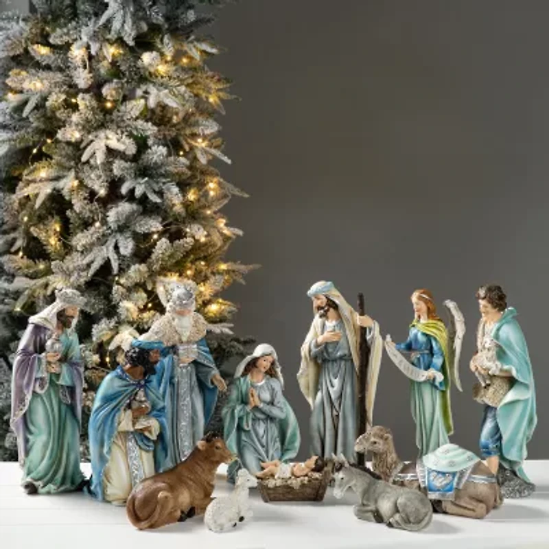 Glitzhome 12pcs Figurine Nativity Set