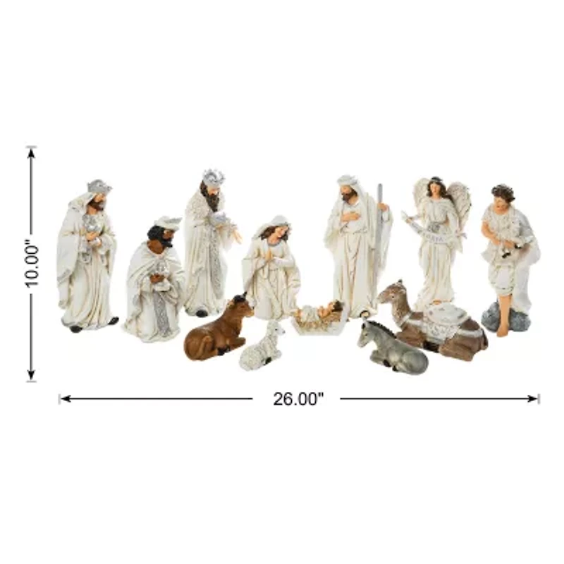 Glitzhome 12pcs Figurine Nativity Set