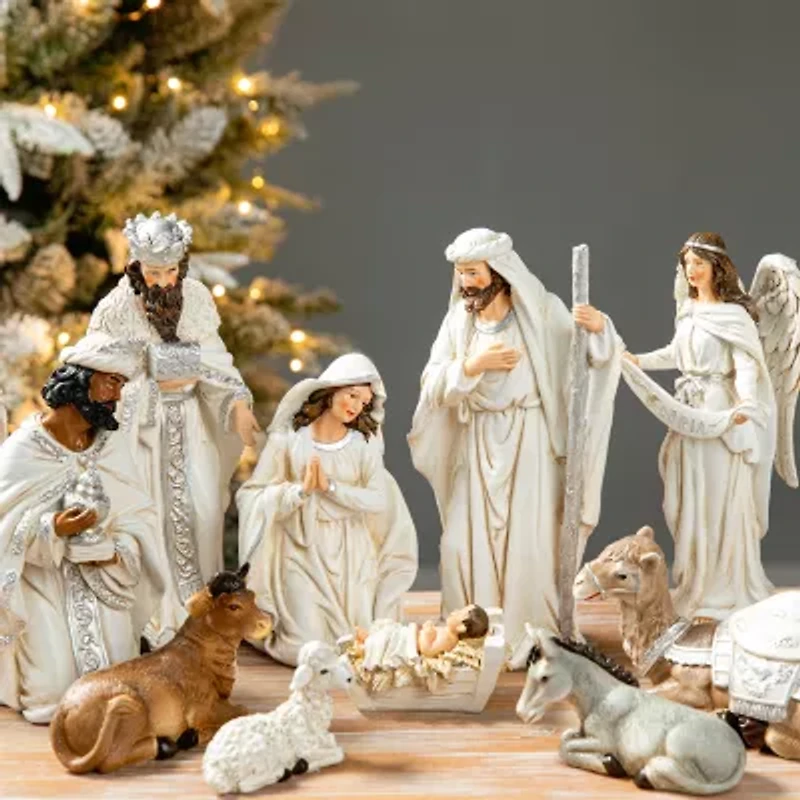 Glitzhome 12pcs Figurine Nativity Set