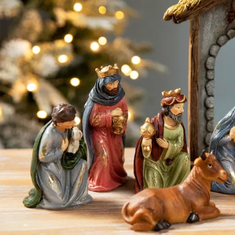 Glitzhome 11pcs Resin Figurine Nativity Set