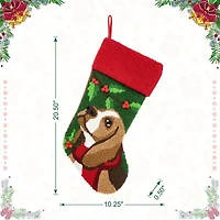 Glitzhome Dog Hooked Christmas Stocking