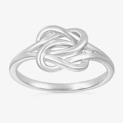 Womens 8.5MM 10K White Gold Knot Band